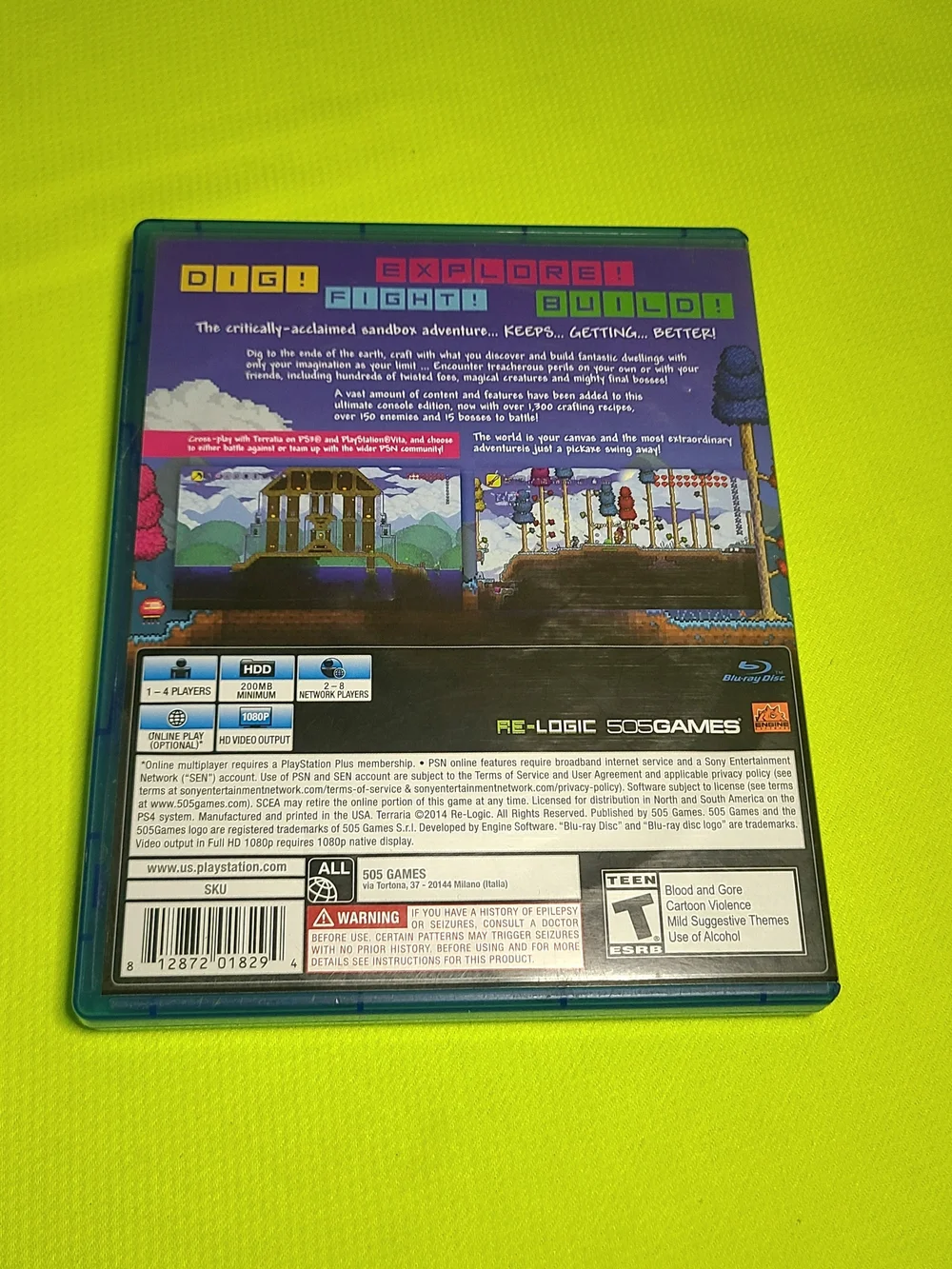 Sony PS4 Terraria Video Game - Purple Cover Art